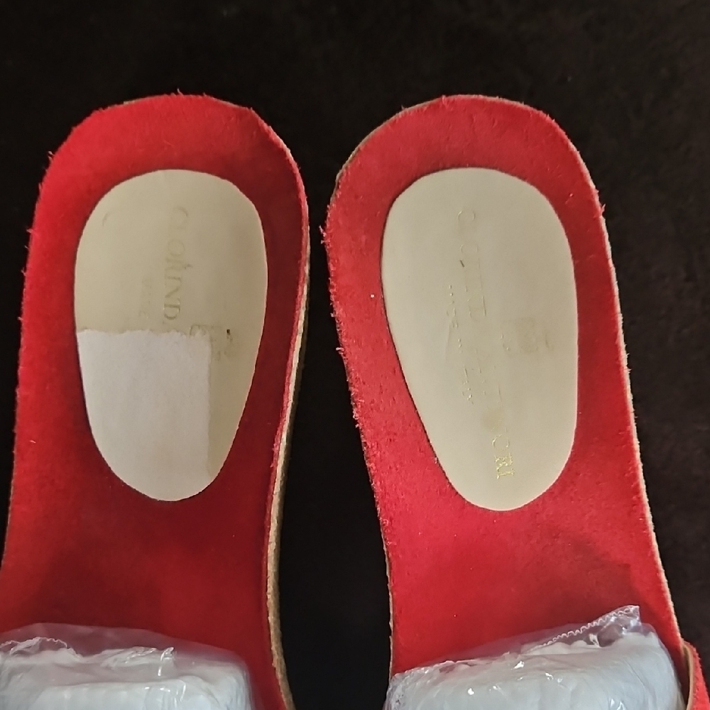Corinda Antinori Red Womens Cork Wedge Slides.‎